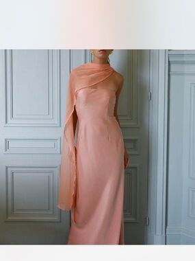 Yellow the Label Victoria Cape Evening Gown with Draped Scarf